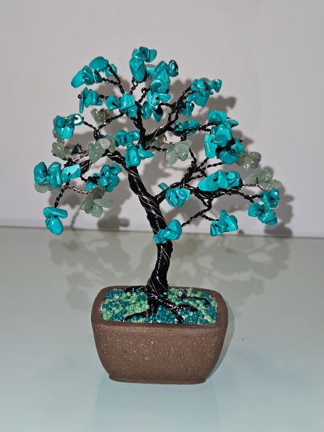 Drahtbonsai mit Aventurin-u. Malachitsteinen
