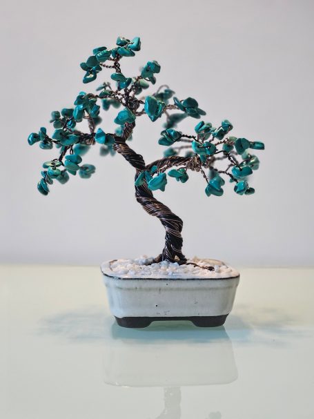 Drahtbonsai mit Malachitsteinen