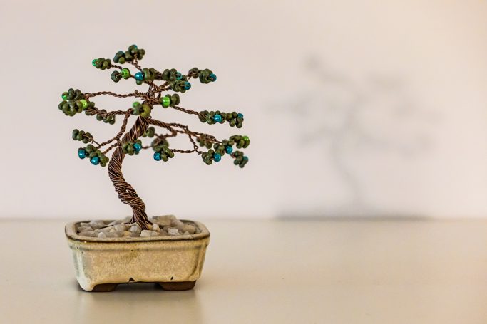 Drahtbonsai - Grüne Perlen